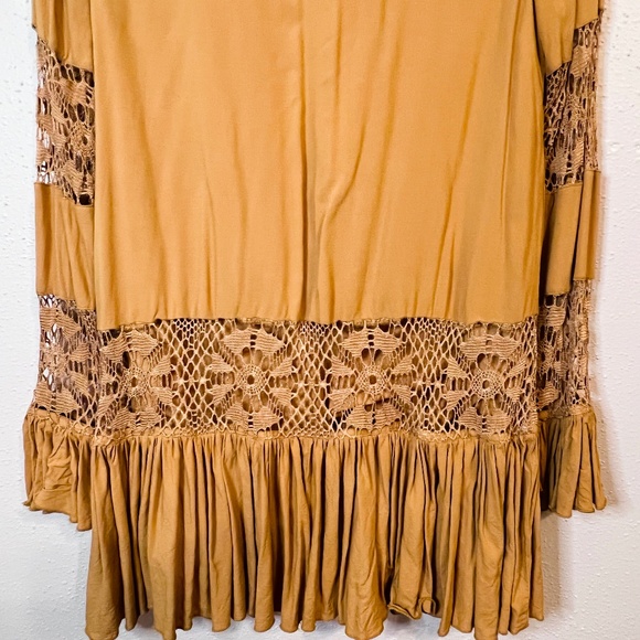 Revolve x Tularosa Boho Lace Ruffle Tiered Berkley Saffron Mini Dress - Picture 5 of 9